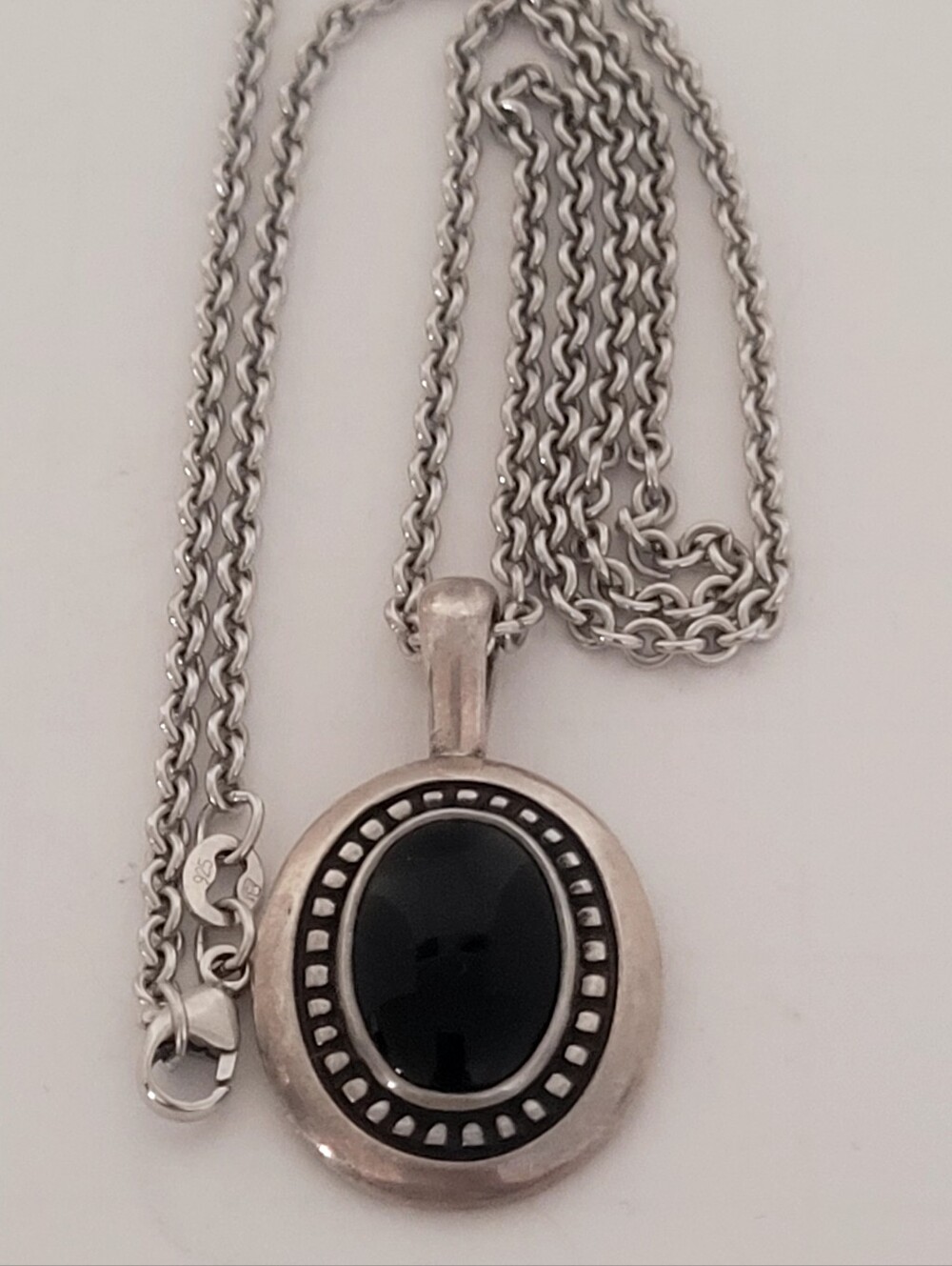 James Aver Sterling Silver Onyx Pendant Necklace